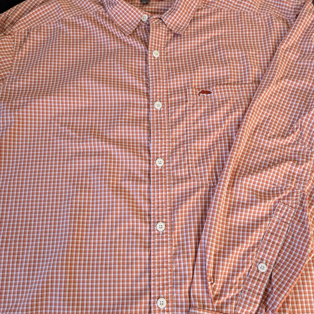 Simms Orange and White Gingham Button-Down Shirt - image 5